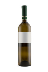 Wine bottle mock-up with blank label isolated on white background