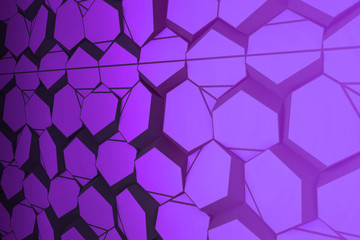 Colorful hexagon 3D abstract background. Bees cells honeycomb texture. Three-dimensional render illustration.