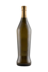Wine bottle mock-up with blank label isolated on white background