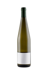 Wine bottle mock-up with blank label isolated on white background