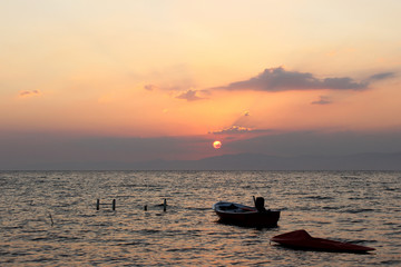 fishing boat in the sunset