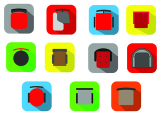 Colored Chair Icon. Flat Icon Set For Your Design