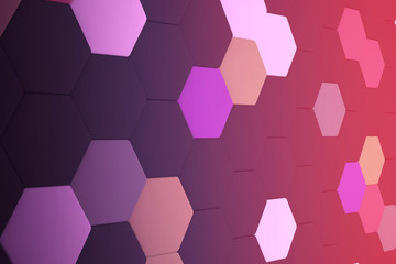 Colorful hexagon 3D abstract background. Bees cells honeycomb texture. Three-dimensional render illustration.