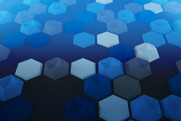 Colorful hexagon 3D abstract background. Bees cells honeycomb texture. Three-dimensional render illustration.