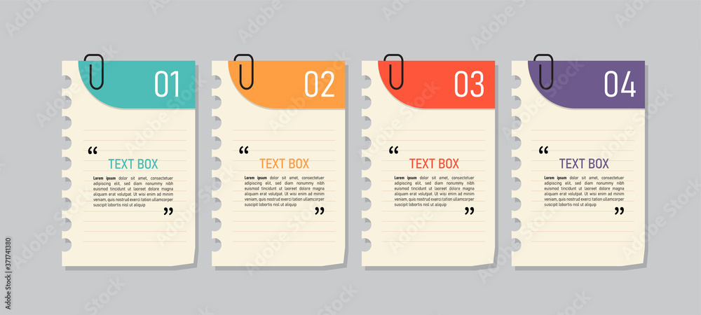 Poster text box design with note papers.