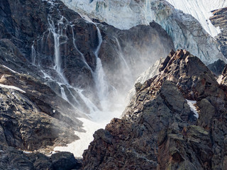 Avalanche scene in the glacier of Belvedere in the Italian alps - obrazy, fototapety, plakaty