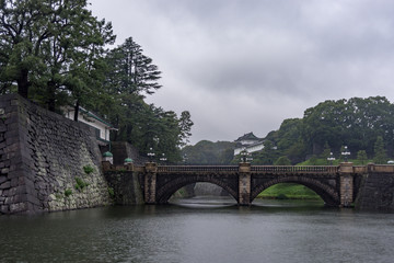 Fototapeta na wymiar Seimon Ishibashi bridge at the main gate of the Imperial Palace in Tokyo, Japan
