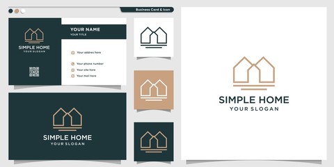 Home logo with simple lokk line art style and business card design template, home, logo, line art, logo template, Premium Vector