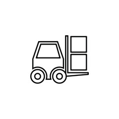 fork lift car thin icon isolated on white background, simple line icon for your work.