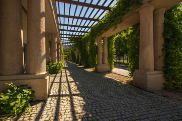 Wroclaw, Poland 04 August 2020; A very nice pergola around the Centennial Hall in Wroclaw.