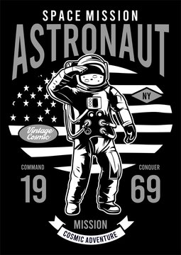 astronaut with american flag