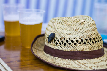 summer hat on a table