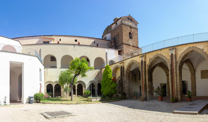 cloister of san francesco in Aversa with frescoes