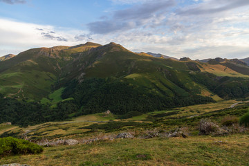 Mountains of Asturias and Cantabria with clouds and green soil