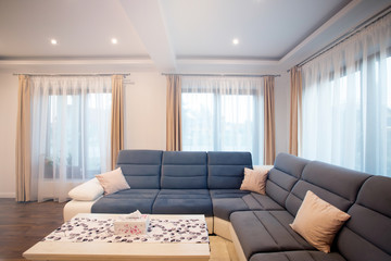 Interior of a rich house cozy living room.