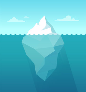 Cartoon iceberg background. Iceberg underwater view. Vector