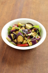 Eggplant Salad with Chickpeas and Fresh Vegetables, vertical