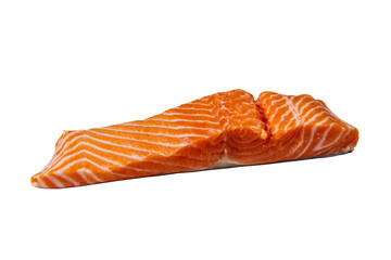Raw salmon fillet isolated on white background