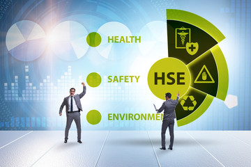 HSE concept for health safety environment with businessman
