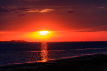 Beautiful sunset over the Black sea in Ukraine