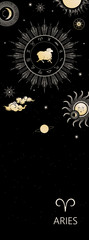 Obraz na płótnie Canvas Zodiac background. Constellation Aries. Antique style. Vertical banner.