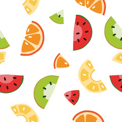 Fresh mix of fruit pattern. Seamless vector background for fabric, wrapping paper, gift paper, decoration and ornament.