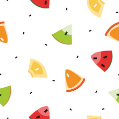 Fresh mix of fruit pattern. Seamless vector background for fabric, wrapping paper, gift paper, decoration and ornament.