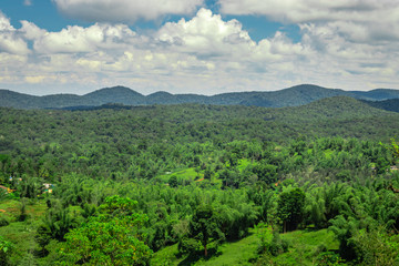 Fototapeta premium mountain range with amazing blue sky flat angle shot