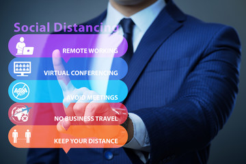 Concept of office social distancing during covid-19 pandemic