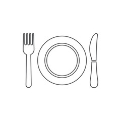 Plate, fork and knife icon. Restaurant symbol modern, simple, vector, icon for website design, mobile app, ui. Vector Illustration