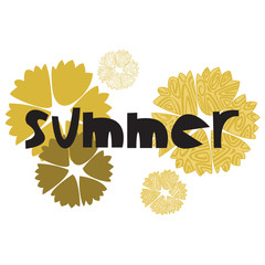 Vector illustration with summer flowers for postcards, t-shirts