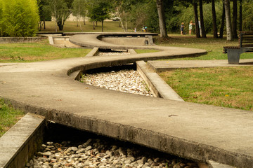 Concrete tile with geometric shapes