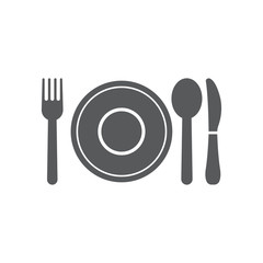Plate, spoon, fork and knife icon. Restaurant symbol modern, simple, vector, icon for website design, mobile app, ui. Vector Illustration