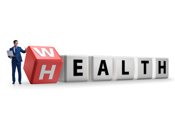 Wealth is health concept with businessman