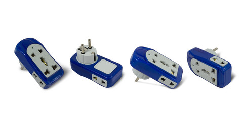  Power adapter plug on a white background,with clipping path