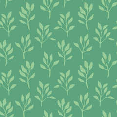 Square vector green plant pattern textured seamless wallpaper background