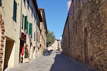 Narrow street in historic center of Montalcino. Tuscany
