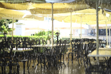 landscape rain weather in european city, abstract landscape background autumn europe old city tourism