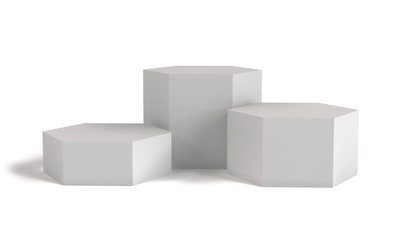 White podium isolated on white 3d rendering