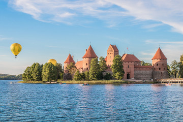 TRAKAI/LITHUANIA: 09/07/2019: Colorful Landscape of Trakai Historical National Park, UNESCO world...