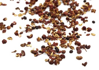 Czechuan or Sichuan Pepper, zanthoxylum simulans against White Background