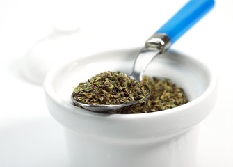 Oregano or Marjoram, origanum majorana against White Background