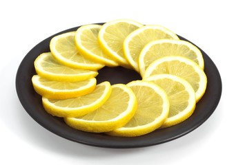 Yellow Lemon, citrus limonum against White Background
