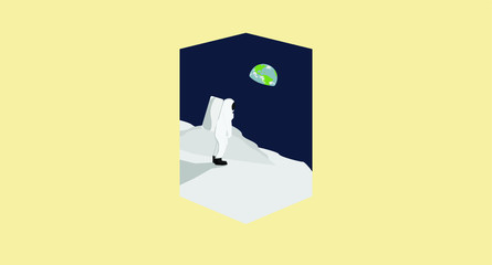 Minimalist background with space and astronaut theme