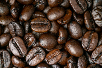 Freshly roasted brown coffee beans