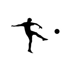 Fototapeta na wymiar Man kick ball soccer football playing silhouette