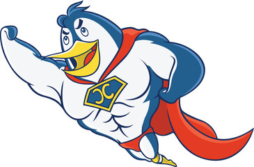 Super Funny Penguin Flying Cartoon Character Design