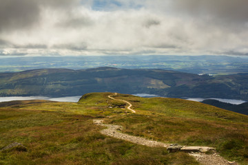 Views of Stirlingshire in Scotland on a lovely summersday from the top of the mountain Ben Ledi
