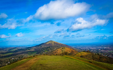 Morning walk in March over the Malvern hills, from great Malvern to Colwall Worcestershire west midlands