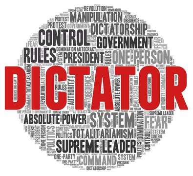 Dictator word cloud isolated on a white background 